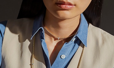 Shop Fope Prima Collection. Image of model wearing Prima necklace image