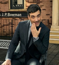 Actor Daniel Ings wearing suit and Gentleman watch in new Tissot Campaign. Tap to shop mens watches image