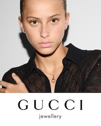 Image of Lady wearing Horsebit 18ct Yellow Gold Pendant with Gucci Brand Logo image