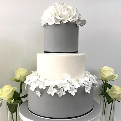 Grey Floral Cake image