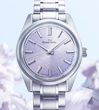 Grand Seiko Watches & Wonders launch. A mechanical watch with a dial inspired by the purple kiri image