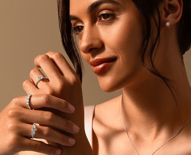 Goldsmiths model wearing Diamond rings image