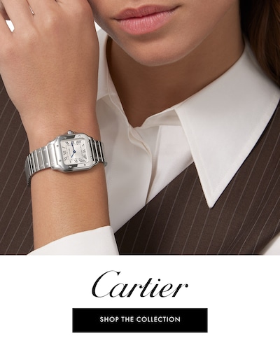 Image of Cartier santos watch on model Tap to shop all cartier image