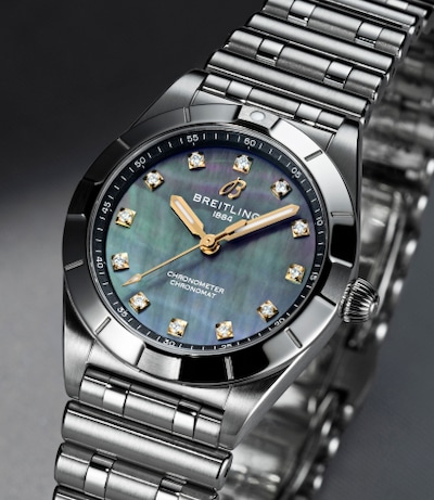 Image of Breitling Ladies Chronomat 28MM Vietnam Mother of Pearl with Gold Hands and Markers. image