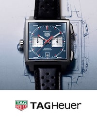 TAG Heuer Monaco on background with sketch of watch. Tap to shop TAG Heuer watches, new for Watches & Wonders 2026 image