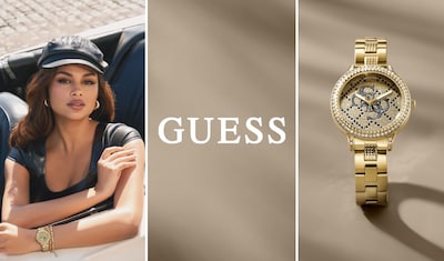 Lady with a watch - GUESS logo - watch image