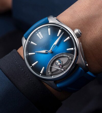 Blue H Moser watch. Tap to shop all H.Moser watches image