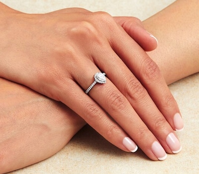 Image of GIA Certified Engagement ring on model image