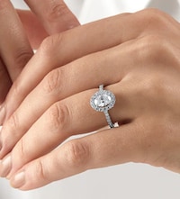 Image of Platinum and Diamond engagement ring on model image
