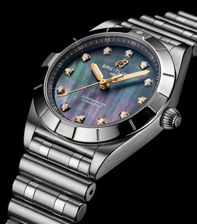 Image of Breitling Ladies Chronomat 28MM Vietnam Mother of Pearl with Gold Hands and Markers. image