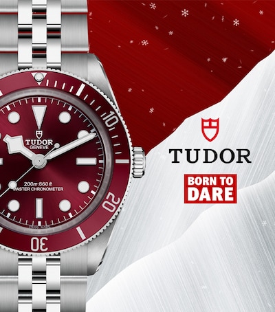 Tudor Pelagos Black Dial Watch Banner with festive background. image