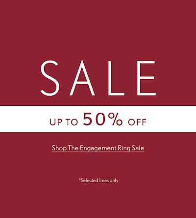 Sale Banner with text up to 50% off - Shop The Engagement Sale - Selected lines only image