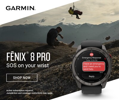 Garmin - Felix 8 Pro - SOS on your wrist - shop now - Acitve subscription required. Jurisdiction and coverage restrictions may apply. image