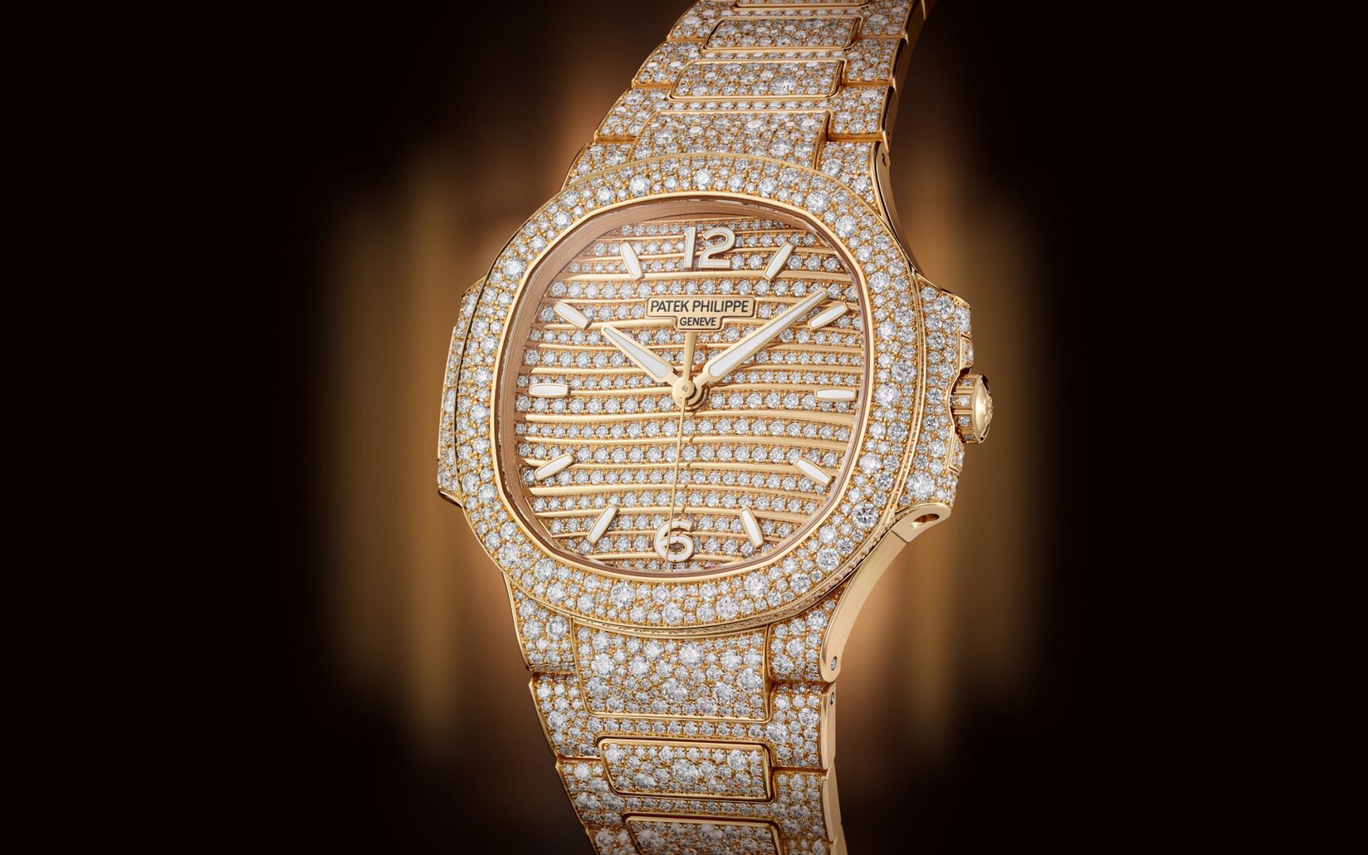 image showing a patek philippe nautilus watch set in diamonds image