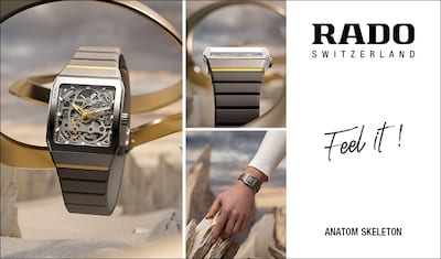 Image of Rado Anatom Skeleton Banner with Rado logo and text Anatom Skeleton image