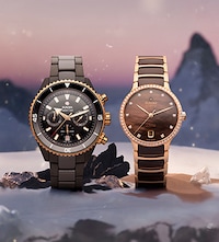 Rado Mens and Ladies Watch with snowy background image