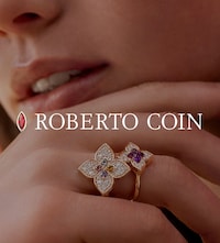 Roberto Coin campaign image showing gemstone jewellery. Tap to shop image