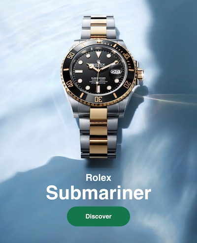 Image of Rolex Submariner Watch with text Rolex Submariner - Discover image