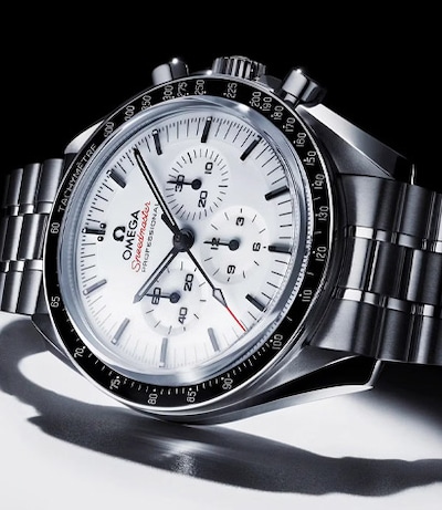 Omega Speedmaster in white. Tap to shop new Omega watches image