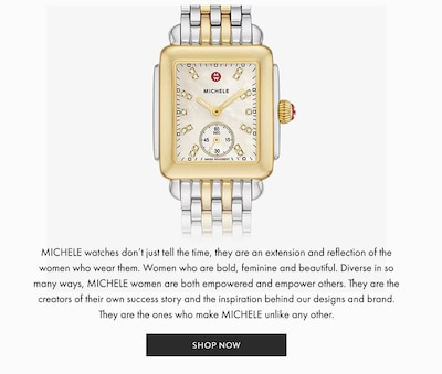 Michele Watch Banner - Click to Shop All image