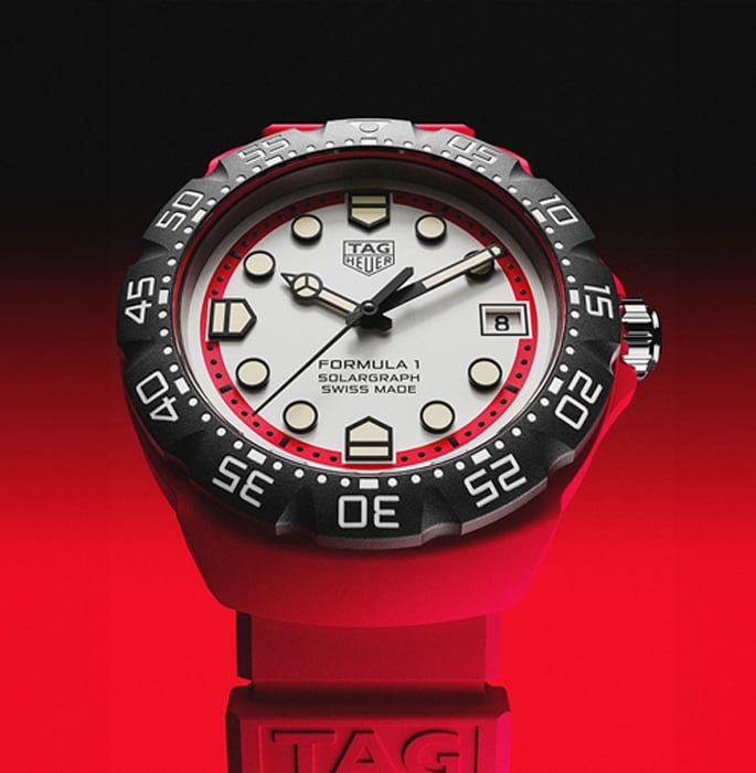 Image of TAG Heuer F1 Solargraph Limited Edition in Red with Black & White Details image