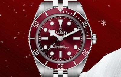 Tudor Pelagos Black Dial Watch Banner with festive background image